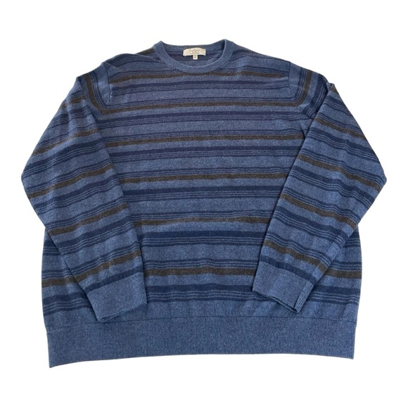Turnbury Mens XL (44 in Chest) Navy Blue Striped
Wool Blend Pullover Sweater - Picture 3 of 11